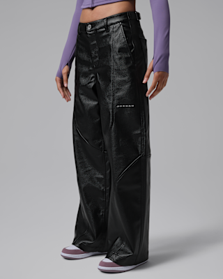 大*福様 Perfumecloset Pants Inspired by Flo Jordan Flight Women's Faux-Leather Baggy Pants. Nike.com